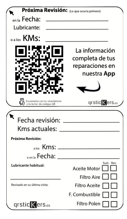 Adhesivos de cambio de aceite para talleres mecánicos